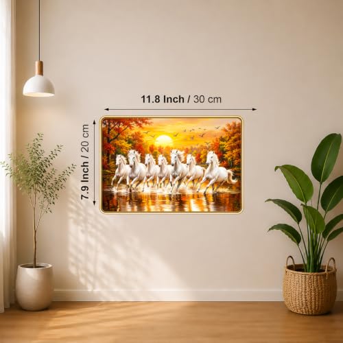 Image of 7 Running Horses Vastu Photo Frame, 8x12 Inch