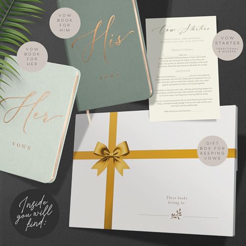 Image of ARTESORI Vow Books His and Hers - Linen Wedding Vow Books Perfect as Bride & Groom Gifts, Wedding Registry Ideas - His & Hers Gifts Wedding Vow Book - Wedding Essentials & Accessories [Mint & Sage]