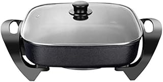 Viinice 1360W 5L Electric Frying Pan Square Multi Cooker Hot Pot with Glass Lid Non-Stick Surface and Cool Touch Handles (Color : Black) guanjun1975 (Color : Black)