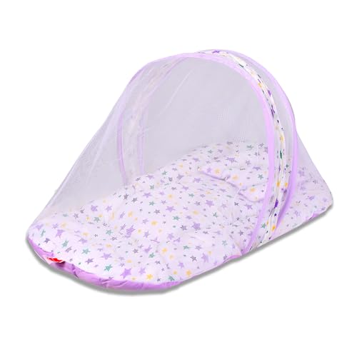 Image of VParents Joy Purple Cotton Bedding Set & Mosquito Net