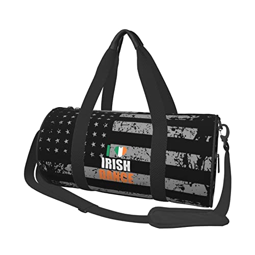 I Love Irish Dance Travel Luggage Duffel Bag Sports Rolling Foldable Duffel Bag, Black