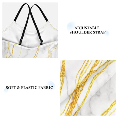 Girls Swimming Suits 3-10 Y Beach Swimsuit Girls, Marble Texture Golden Veins White3