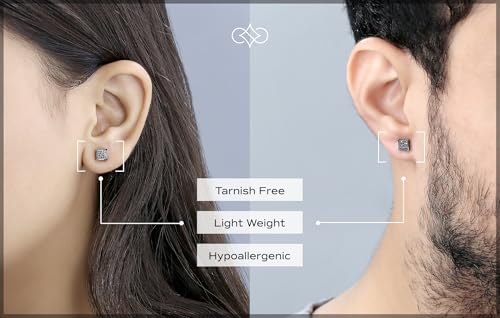 Dazzlingrock Collection Round 0.10 Carat Black Diamond 5.5mm Cluster Square Hip Hop Iced Out Studs in Black Plated 925 Sterling Silver, Unisex Design Ladies, Mens Real Diamond Earrings2