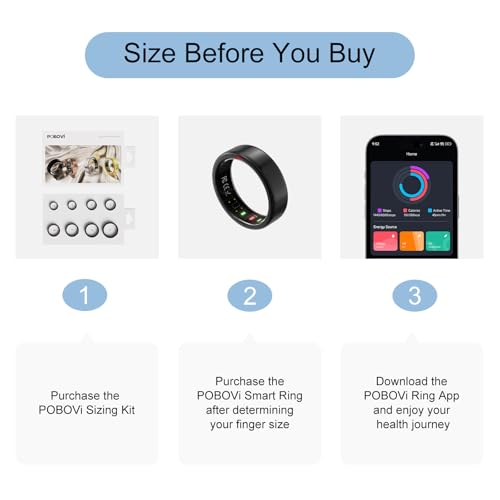 Image of POBOVi Ring OnePlus - Ultra-Thin Titanium Smart Ring - 7 Days Battery Life - Fitness /SPO₂ /Stress /HR /Sleep Skin Temperature Tracker - No App Fee - iOS&Android Compatible (Black,Size 7)