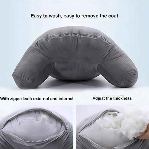 EZOPII Backrest Pillows Plush Backrest Reading Rest Pillow Bed Backrest Lounge Cushion Back Support, T-Shape Reading Lumbar Cushion Pillows for Sitting in Bed (Grey)