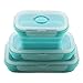 Zusammenklappbare Lebensmittel-Lagerbehälter aus Silikon, 3er-Pack wiederverwendbare BPA-Faltschachtel für Mittagessen, gefrier- und ofensicher blau