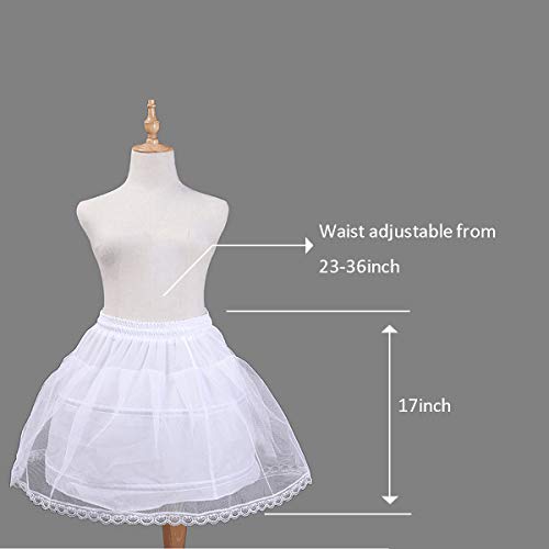 Nanchor Flower Girl Crinoline Petticoat Kids with 2 Hoops Full Slip Underskirt Lace Edge (2-6Y)4