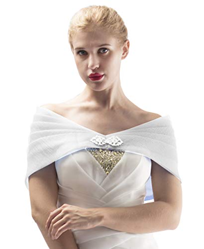 Alivila.Y Fashion Mesh Buckle Wrap Shrug Shawl Scarf 01-White Mesh