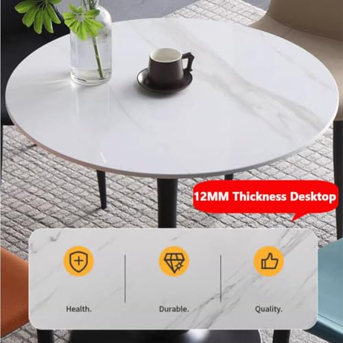 Tulip Round Kitchen Dining Table 60/70/80cm Modern Sintered Stone Marble Top Office Tables With Metal Legs Living Room Furniture Decor, Dining Room (White, 60CM) - Image 4
