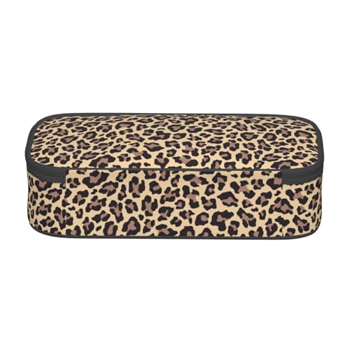 Image of Perinsto Leopard Print Pencil Case Big Capacity Multi Compartment Stationery Box Pencil Pouch Holder Desk Organizer For School Office Home