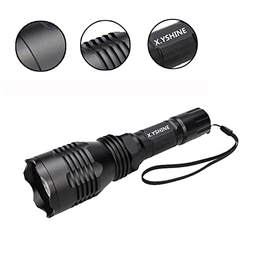 LED Hunting Flashlight, HS-802 250 Yards Cree Coyote Hog Red Light Flashlight with Remote Tactical & Pressure Switch+ Barrel Mount+ Battery(not Sold Individually)+ Charger for Hunting, Fishing