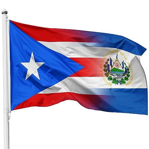 Civilos Puerto Rico & El Salvador Flag 3x5ft Nylon Outdoor/Indoor Flag with Brass Grommets