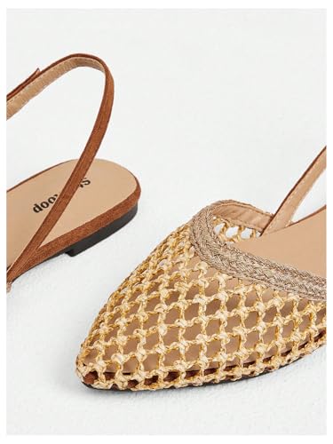 Women's Straw Braided Pointed Toe Slingback Flats Hollow Out Dressy Vacation Beach Shoes3
