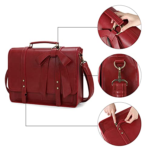Image of ECOSUSI Laptop Bag for Women Large Shoulder Briefcase Bag PU Leather Messenger College Satchel fit 15.6 inch Computer