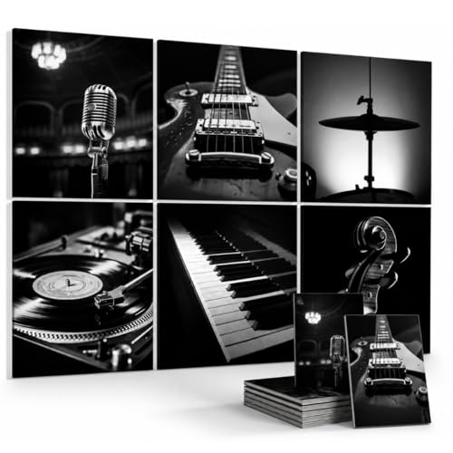 Image of Timber Acoustics Acoustic Art Wall Panels for Music Studio, 48 inchx32 inch PET Felt Sound Absorbing & Noise Reduction Panels for Wall, Acoustic Panels for Music Studio, (Retro Studio, Set of 6)