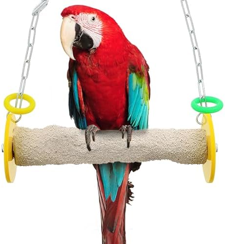 Roll Bird Swing – Perch Bird Toys Trims Nails and Beaks, Safe and Non-Toxic Bird Cage Accessories for Small and Large Birds, Swinging Toys Birds Will Love, XL 11 Inches