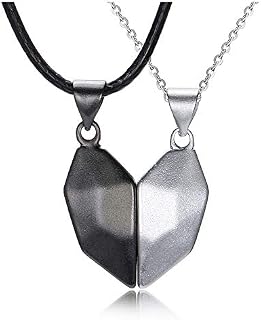 Jovivi 2pcs Matching Heart Pendant for Couples Magnetic Love Heart Neklace for him and her Valentines Gifts BBF