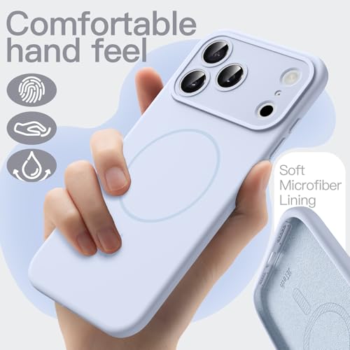 Image of JETech Magnetic Silicone Case for iPhone 17 Pro, Mist Blue | Compatible with MagSafe, Silky Soft Touch, Full Camera Lens Protection, Shock Absorbing Phone Cover