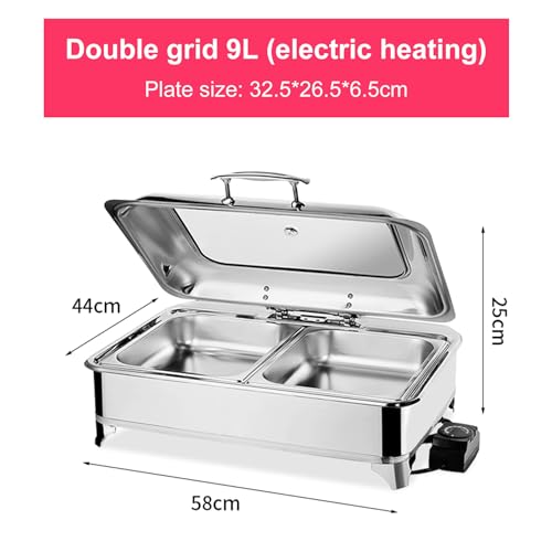 9L Elektrischer Buffetwärmer, Chafing Dish Buffet mit Heizplatte, Elektrischer Buffetwärmer für Buffet-Speisenwärmer, Buffetserver (two grids) – Bild 7