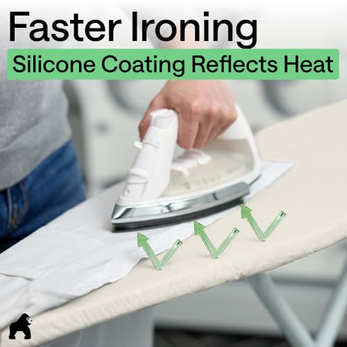 Image of Gorilla Grip Reflective Silicone Ironing Board Cover, 15x54, Fits Large and Standard Boards, Pads Resist Scorching and Staining, Elastic Edge, Thick Padding, No Fasteners Needed, Linen