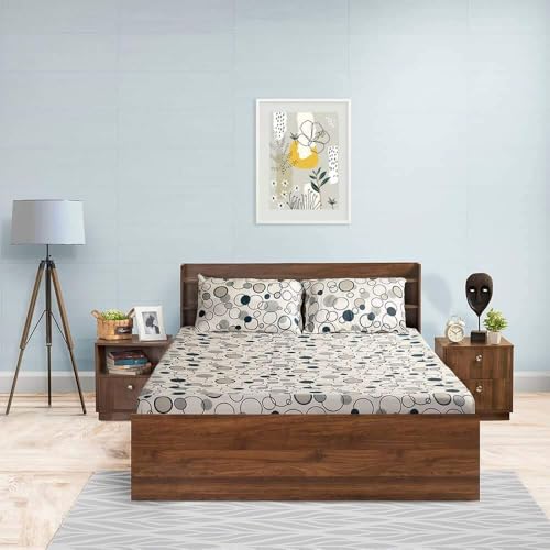 Wakefit Cotton Fitted Bedsheet | 300 TC Elastic Fitted Sheet, King Bed Bedsheet with 2 Pillow Covers | Halo - 72x72 inches