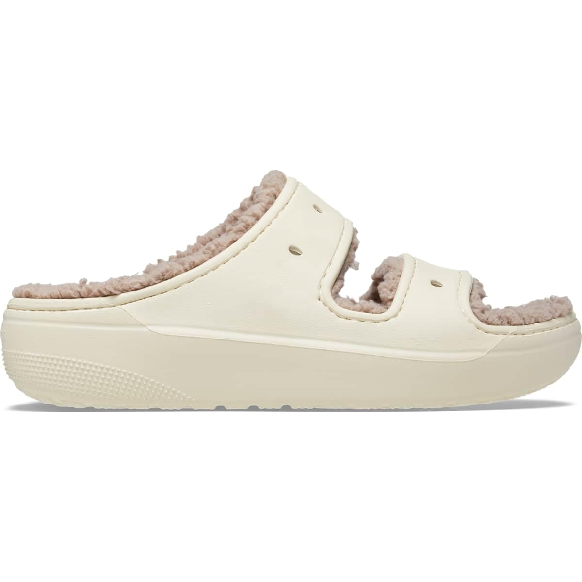 Crocs Unisex-Adult Classic Cozzzy Sandals, Fuzzy Slippers and Slides, Bone/Mushroom, 15 Men/17 Women