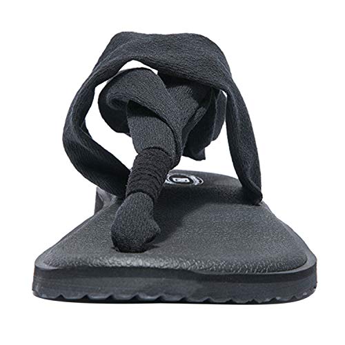 Wotte Women's Yoga Sling Sandals Slingback Thong Flip Flops Size 9 Black #TOP2