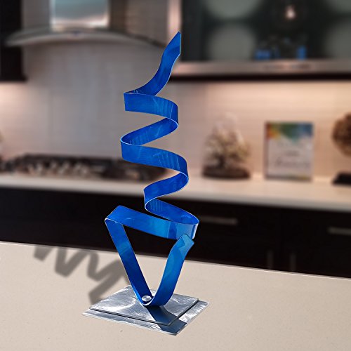Statements2000 Blue Contemporary Centerpiece, Modern Table Decor, Abstract Metal Art - Kitchen, Office, Mantel, & Coffee Table Decor - Blue Whisper Accent By Jon Allen - 18.5" #TOP6