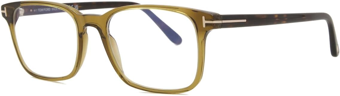 Eyeglasses Tom Ford FT 5831 -B 096 Shiny Transparent Olive,"t" Logo/Blue Bloc