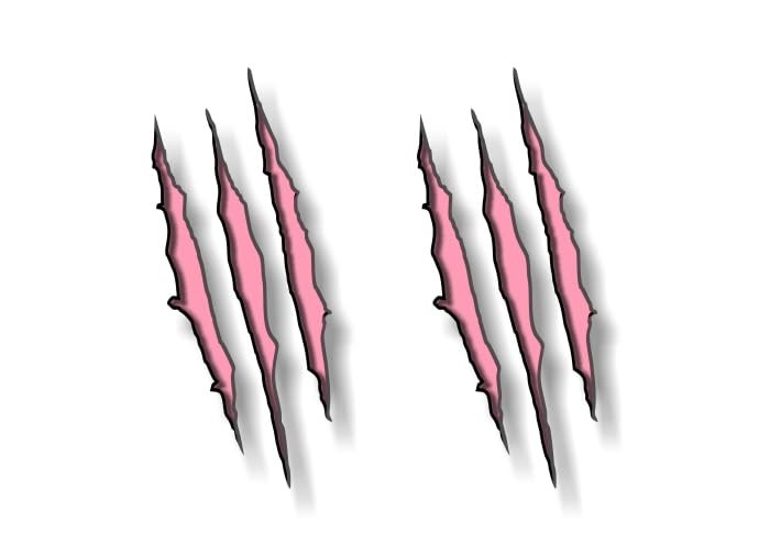 2 Ripped Claw Marks Vinyl Sticker Decals Jurassic Dinosaur Monster Scratches Torn Metal Vehicle Park Decal Stickers (Pink 9")