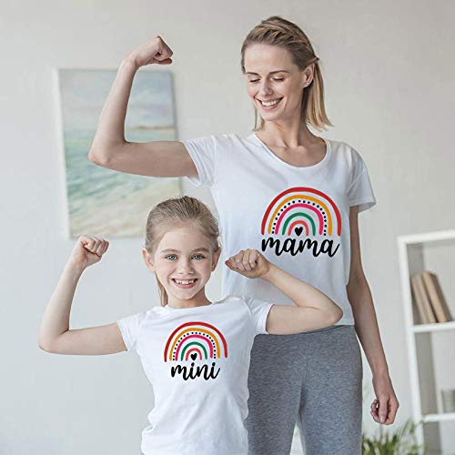Mommy and Me Matching Shirts for Girls Boys Mother Daughter Matching Outfits Mothers Day Shirts Summer Tops for Women (White,7-8 Years)