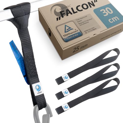 valonic Falcon - cinchas de Amarre pequeñas - 1000 kg, 30cm, 4 Piezas, 25mm de Ancho, EN-12195-2, Negro - cincha para Moto, Correas portabicicletas