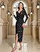 Bbonlinedress Women Sequin Cocktail Long Dress Wedding Guest Formal Glitter Sparkly Slit Wrap Prom Party Maxi Evening Gown Black M