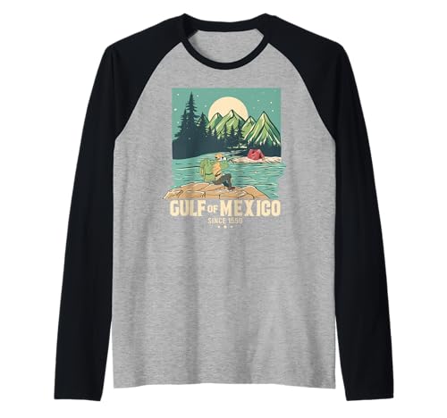 Gulf of Mexico Since 1550 Vintage Mountain Gulf of Mexico Camiseta Manga Raglan