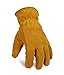 OZERO Winter Gloves Cold Proof Leather Insulated Work Glove Thick Thermal Imitation Lambswool - Extra Grip, Flexible and Warm for Working in Cold Weather for Men and Women (Gold,Medium)