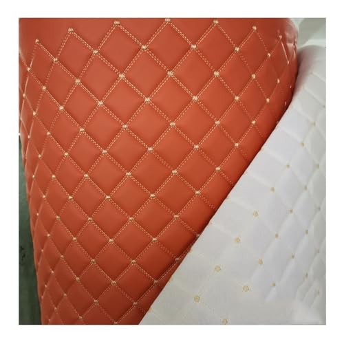 Tissu d'ameublement matelassé similicuir orange de 1.6x3m pour capitonnage