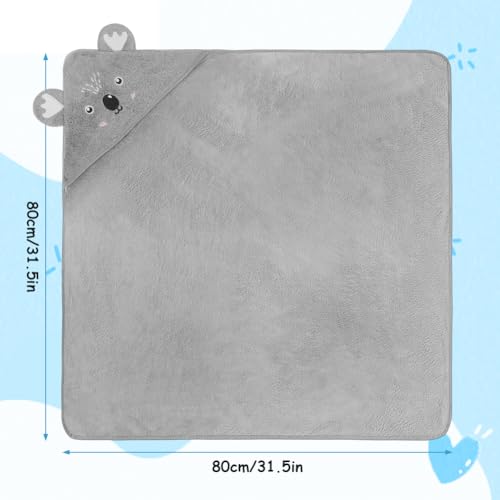 Aolso Kapuzenhandtuch Baby, 80 x 80 cm, Baby Badetuch Set, Babyhandtuch mit Kapuze, Bademantel aus Korallenvliesfür… – Ansicht 2