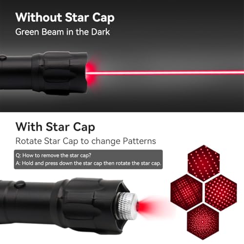 Image of Climberty Powerful Red Laser Pointer, Long Range 10000m Beam Laser Light, USB Rechargeable with 8 Star Patterns, Waterproof Aluminum Alloy for Stargazing, Hiking, Teaching, Construction (Red)
