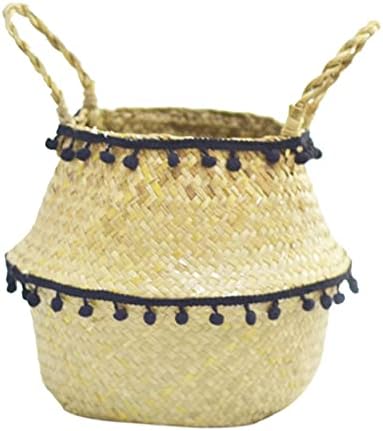 1 unidad, cesta de bambú de red nórdica, cesta de almacenamiento de popote, organizador de cesta de mimbre tejida para cocina, color B, tamaño L