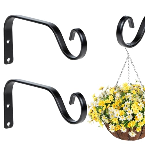 2 Pezzi Ganci da Parete per fioriere da 7.3“, supporto per piante sospese, in ferro per appendere piante all'aperto, ganci da parete per piante, ganci per lanterne