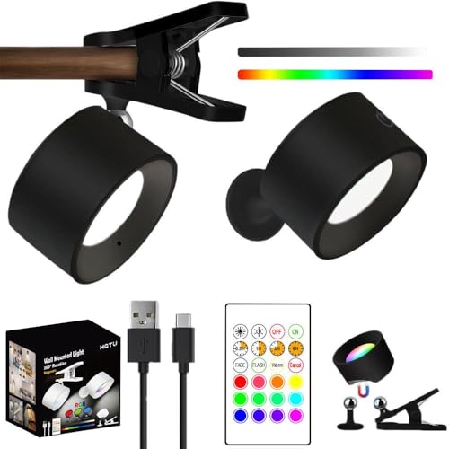 Image of Maharaj Mall Rechargeable LED Wall Lamp RGB Wall Light Indoor with Remote and Touch Control Magnetic 360Rotatable Dimmable Wireless Cordless Sconces for Bedroom Bedside Reading Livingroom.