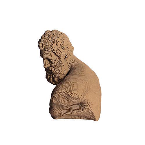 Herakles Bust Cardboard Sculpture,DIY Craft Kit,Handmade Hercules Statue,3D printing Art,Brown,White,Black Color,Sliced Corrugated Cardboard,Home Decor,Teens Gift