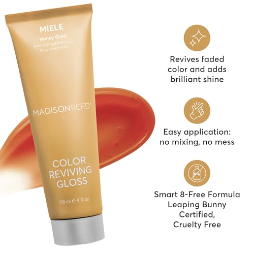 Image of Madison Reed Color Reviving Gloss - Miele Honey | Semi-Permanent, Color Depositing Gloss for Dark Blonde to Brown Hair, Adds Honey Gold Warmth & Shine, Ammonia-Free
