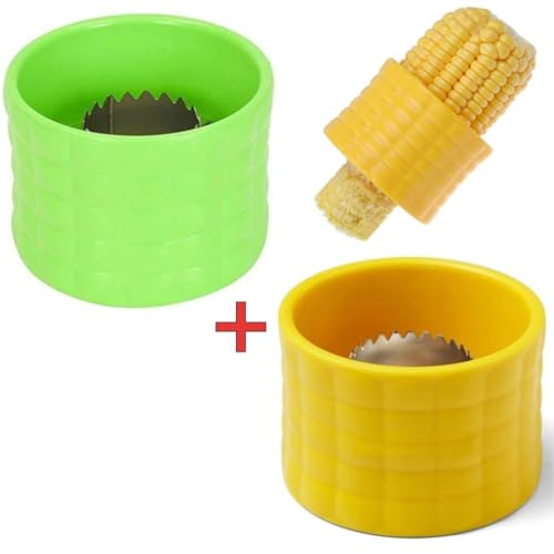 Image of Corn Cob Stripper Peeler Cutter Stripping Corn Kernels Remover with Stainless Steel Blades and Hand Protector, Kitchen Gadgets Thresher Tool (Pack of 2)