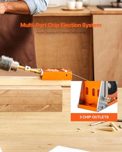 VEVOR Pocket Hole Jig Kit, Adjustable and Easy to Use Pocket Hole Jig System with Step Drills, Wrenches, Drill Stop Rings, Screws and Square Drive Bits, Dual Scale Marks, for DIY Carpentry Projects
