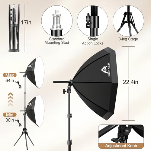 Image of Softbox Photography Lighting Kit,22 inchX22 inch Soft Box Lighting Set with Double 85W 3000-7500K LED Bulbs，Photo Studio Equipment for Photography,Podcast Lighting，Shooting，Video Recording