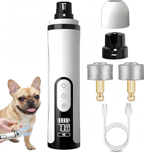 runpeak Heusom Groom Pro Nail Grinder Dog Nail Grinder with 3-Speed Adjustment Built-In LED Light USB Rechargeable Design and Replaceable Grinding Heads Suitable for Both Dogs and Cats