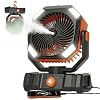 USONE Misting Fan, Portable Camping Fan Rechargeable, Battery Powered Fan for Camping with Light, Remote & Timer, Hanging Tent Fan with Hook for Outdoor fishing, Travel, Work/Summer Essential