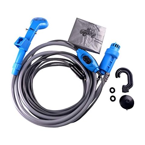 LIEBMAYA 12V car cigarette lighter Portable shower electrical pump for Outdoor Camping Car washing dog cleaning blue Cover