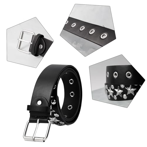 Metal Rivet Punk Rock Genuine Leather Belt, Gothic Style for Jeans or Pants3